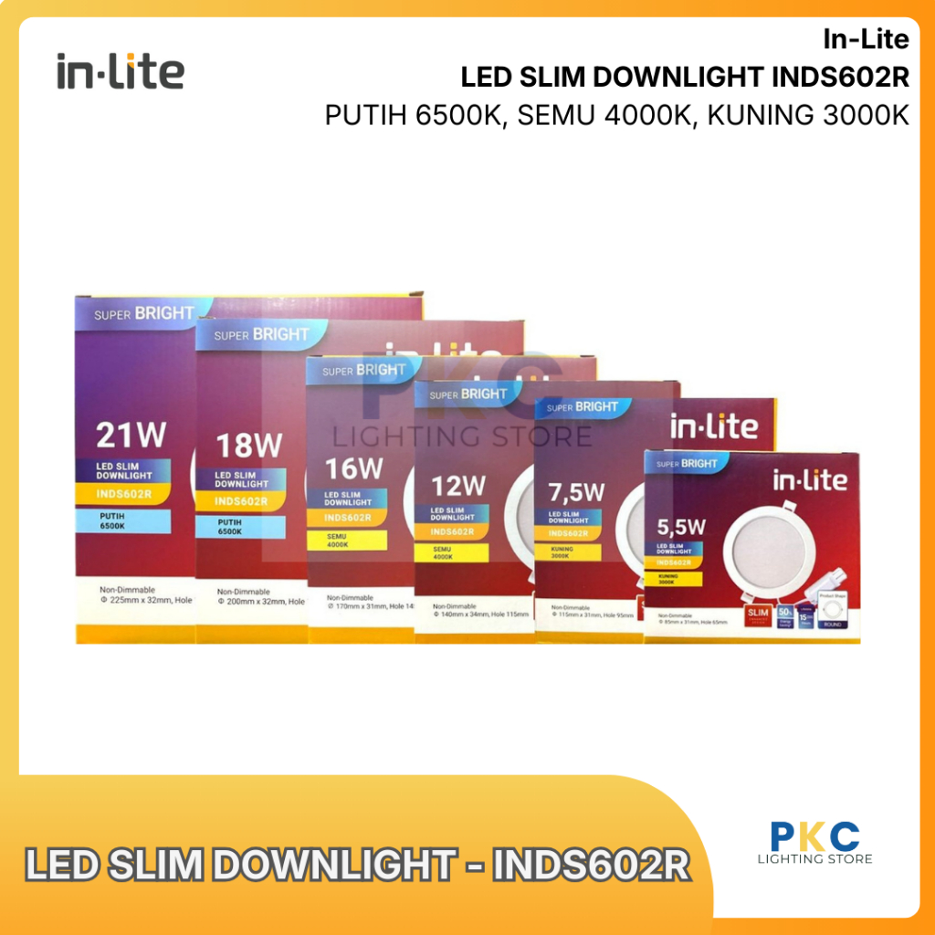 Jual INLITE INDS602R LED SLIM DOWNLIGHT 5.5W 7.5W 12W 16W 18W 21W ...