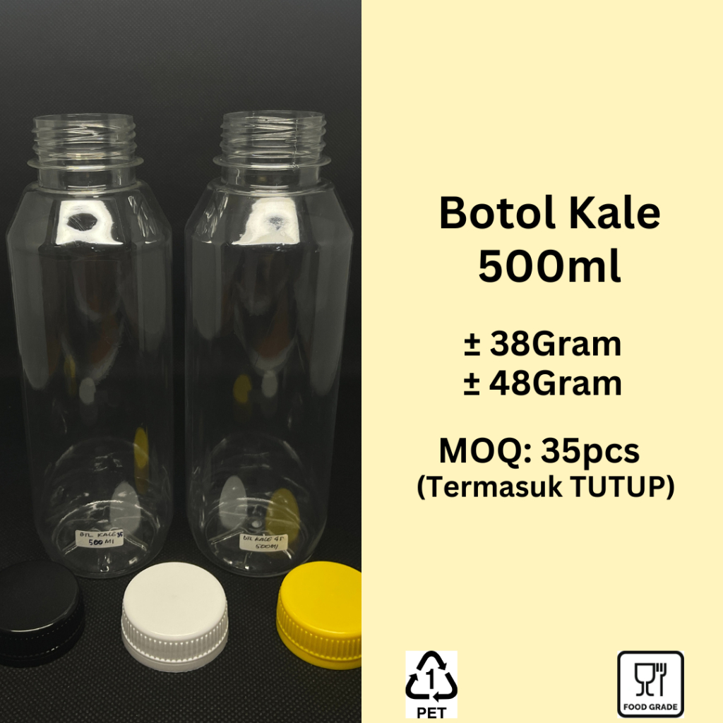 Jual Botol Kale 500ml | Botol Plastik Minuman PET Food Grade | Berat ...