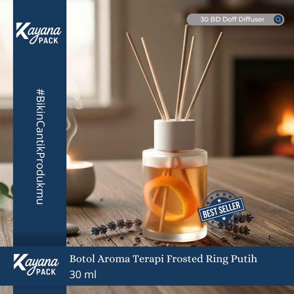 Jual BOTOL DIFFUSER AROMA TERAPI FROSTED 30ML RING PUTIH/ BOTOL ...