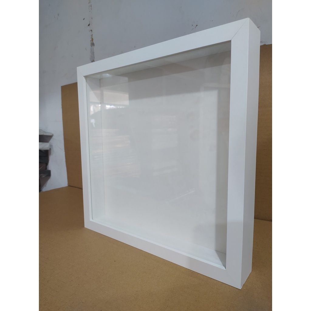 Jual Bingkai Frame Blok kayu 43x43 cm Putih rongga 2 cm | Shopee Indonesia