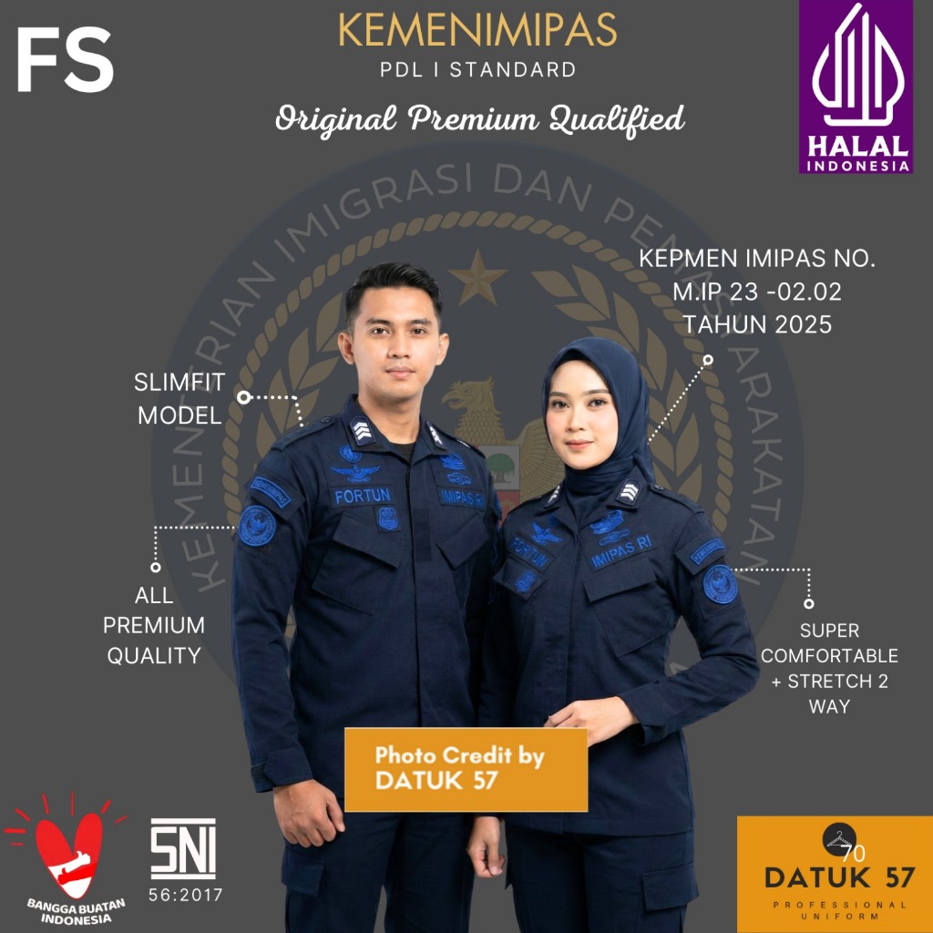 Jual Datuk 57 Premium : Seragam Kemeja Atasan PDL 1 PDL 2 Kemenimipas ...