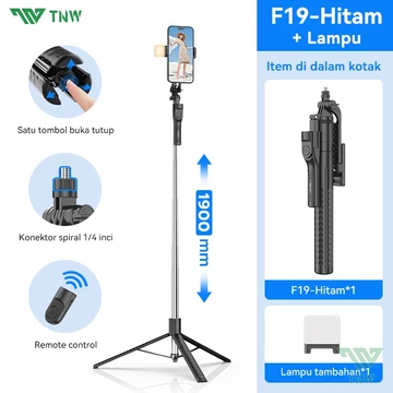TNW F19 190CM Tongsis Tripod L16 360° Rotasi Selfie Stick Bluetooth Remote Tripod Dengan 1 4