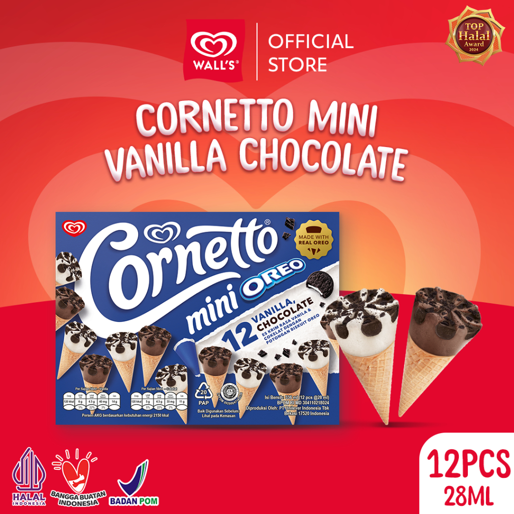 Jual Cornetto Mini Oreo 12X28ml - Wall's Es Krim / Ice Cream | Shopee ...