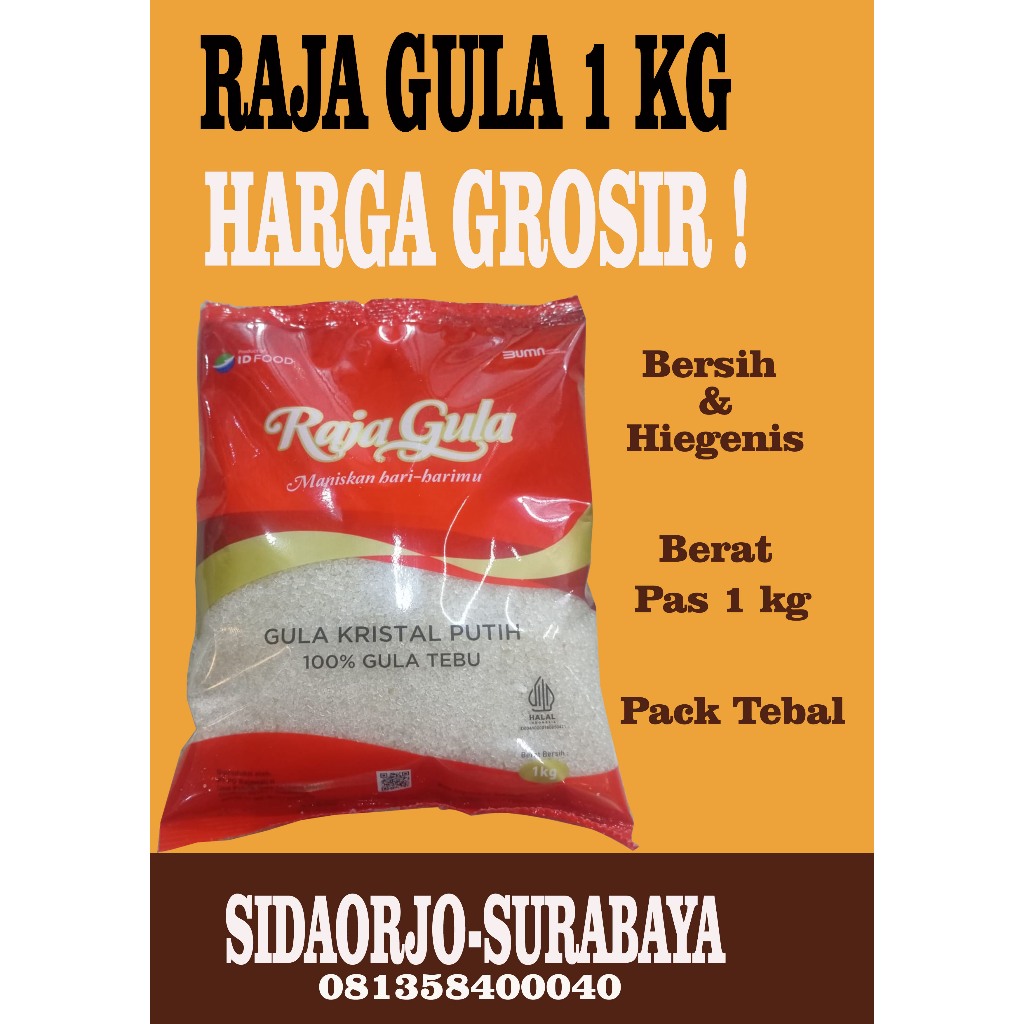 Jual Raja GUla Pasir Kristal putih Kemasan 1 kg Sidoarjo | Shopee Indonesia