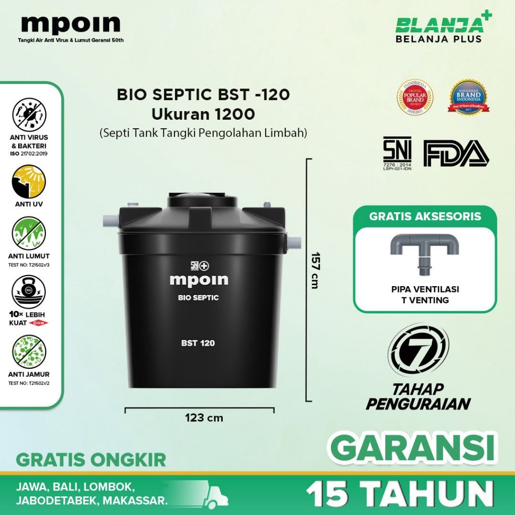 Jual Septic Tank Bio Septictank BST 600 - 2000 Liter - 7 Pengurai Anti ...
