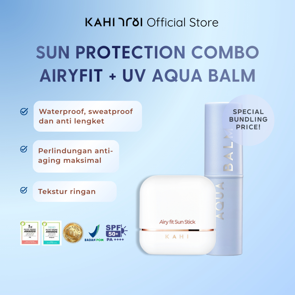 Jual [Official] KAHI Sun Protection Combo Airy Fit Sunstick + UV Aqua ...