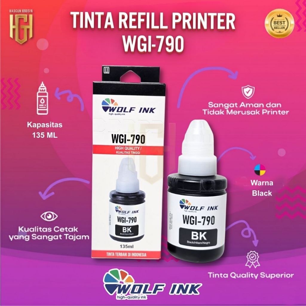 Jual WOLF INK 1 Set 4 Warna Tinta Printer Wolf Ink GI790 Compatible ...