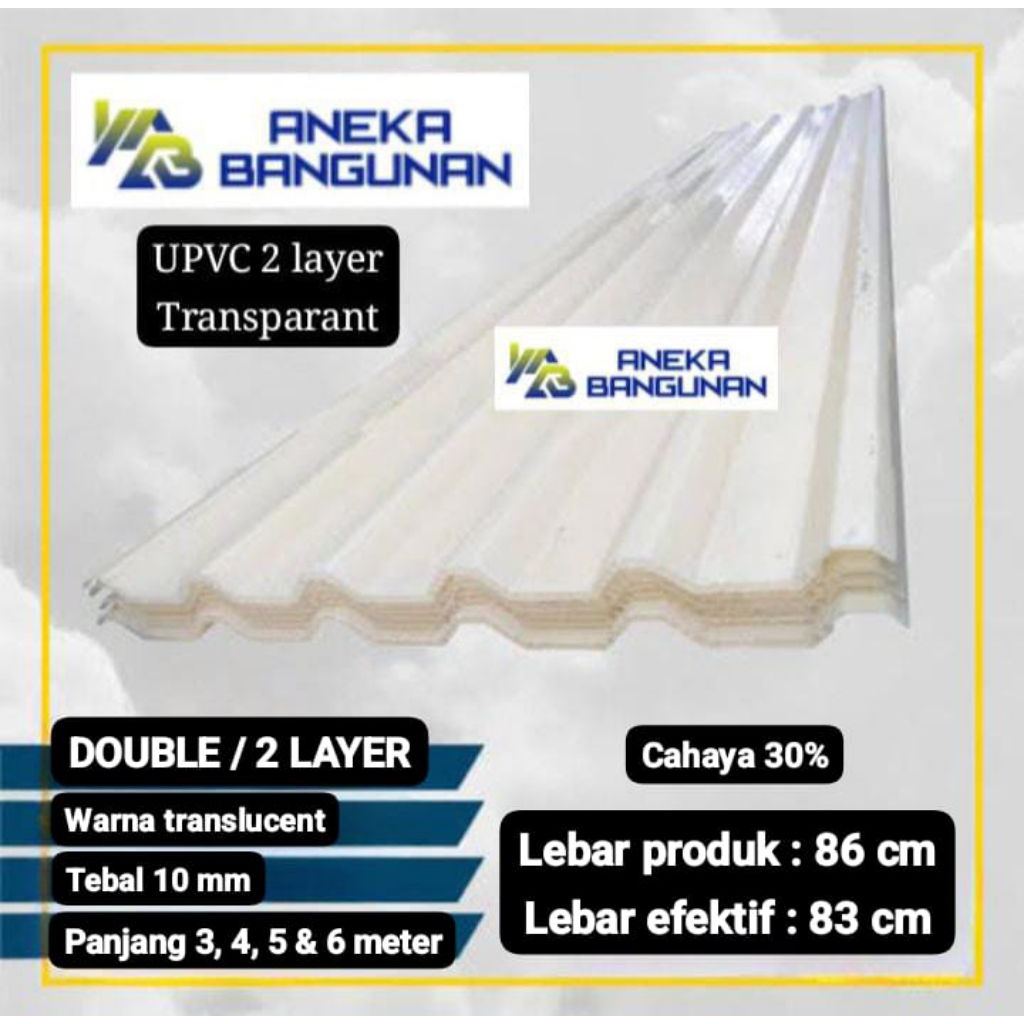 Jual Atap UPVC 2 Layer / Double Layer Transparant / Translucent (bukan ...