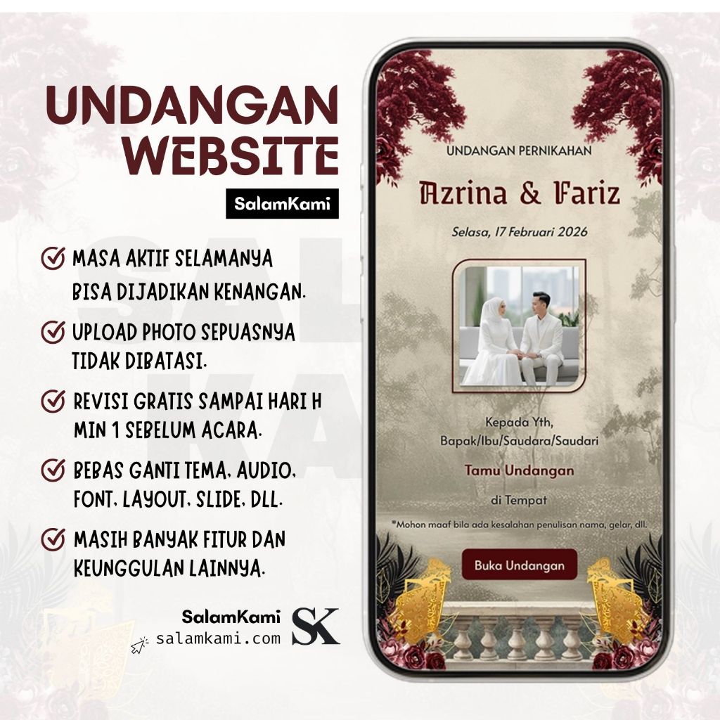 Undangan Digital Online Web/Website Pernikahan Premium Fitur Lengkap | Bebas Upload Photo | Masa Aktif Selamanya | Revisi Sampai Hari H
