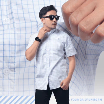 DGM Fashion Kemeja Pendek Kemeja Pria Yarndyed Pendek Kotak Yarn Dyed 048 B