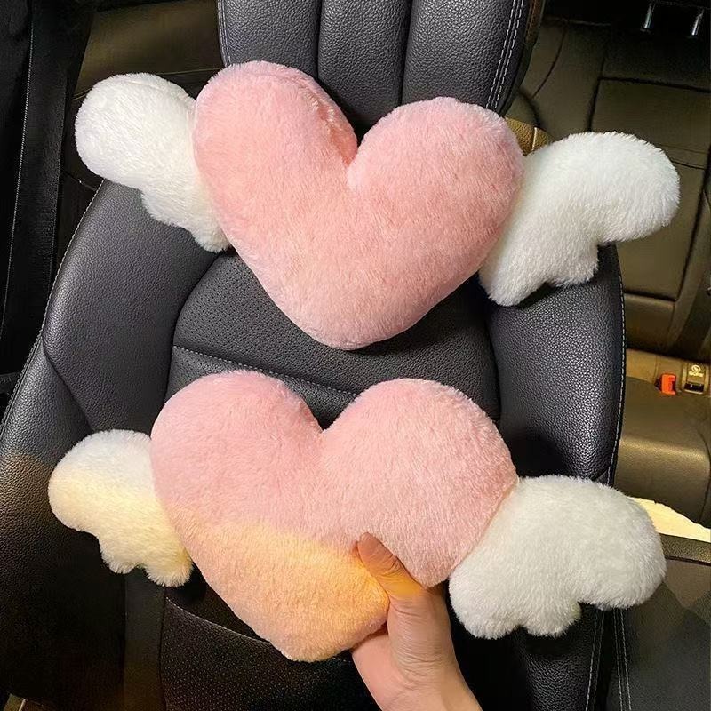 PINKII Bantal Sandaran Kepala Bentuk Hati Penyangga Leher/ Bantal Senderan Interior Mobil/Bantal Headrest Jok Mobil