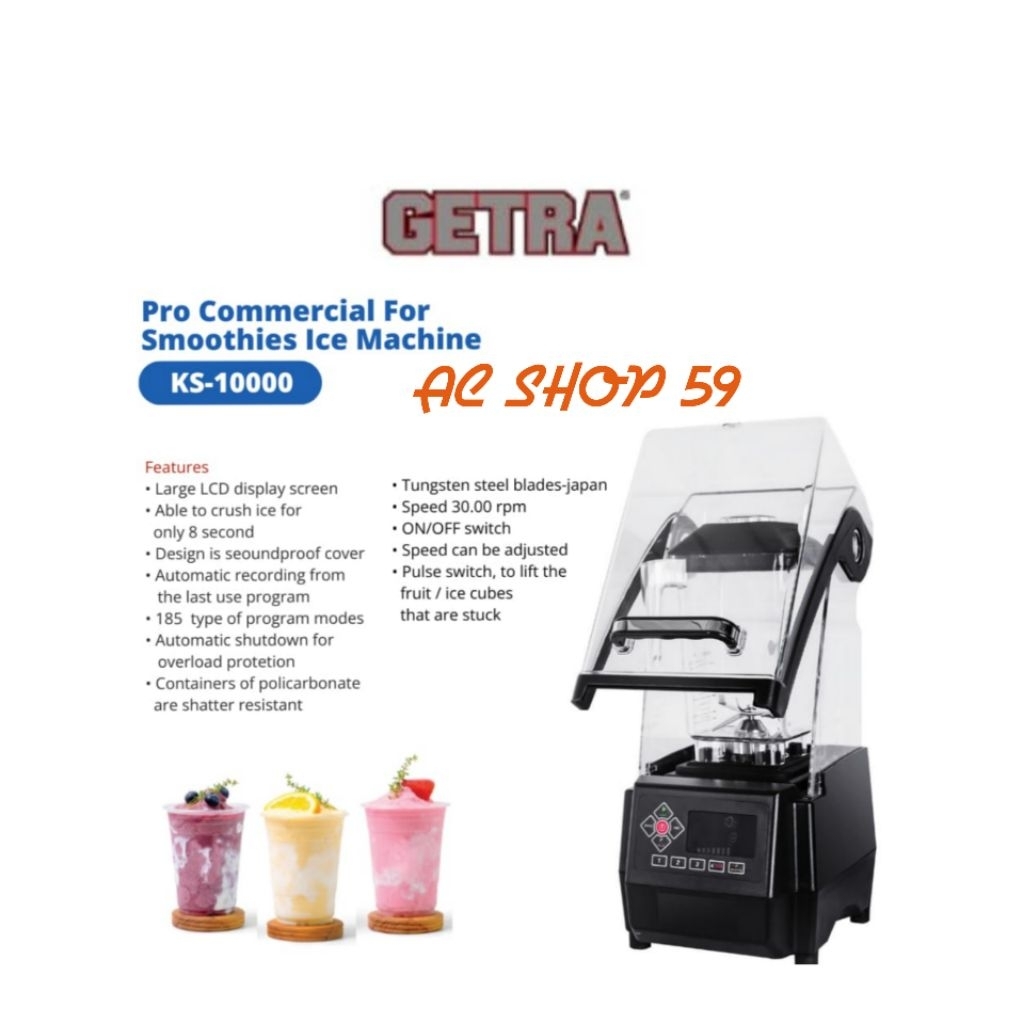Jual BLENDER HEAVY DUTY GETRA KS 10000 PRO COMMERCIAL FOR SMOOTHIES ICE ...