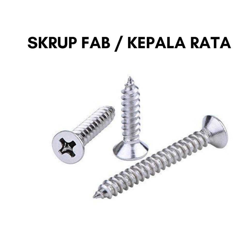 Jual FAB 6X 1/2 Tapping screw FH 6 X 1/2 Skrup Kepala Flate / Skrup ...