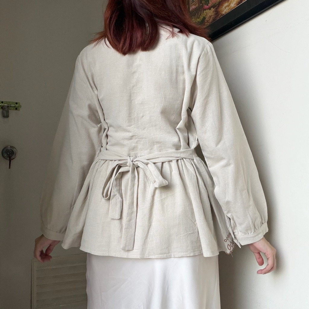 Hesti Top Blouse Linen Bordir Korean Style By Biel foto 2