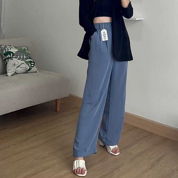 Loose Pants Trousers Celana Highwaist Anti Kusut Celana Kulot Wanita Celana Kantor Formal Wanita
