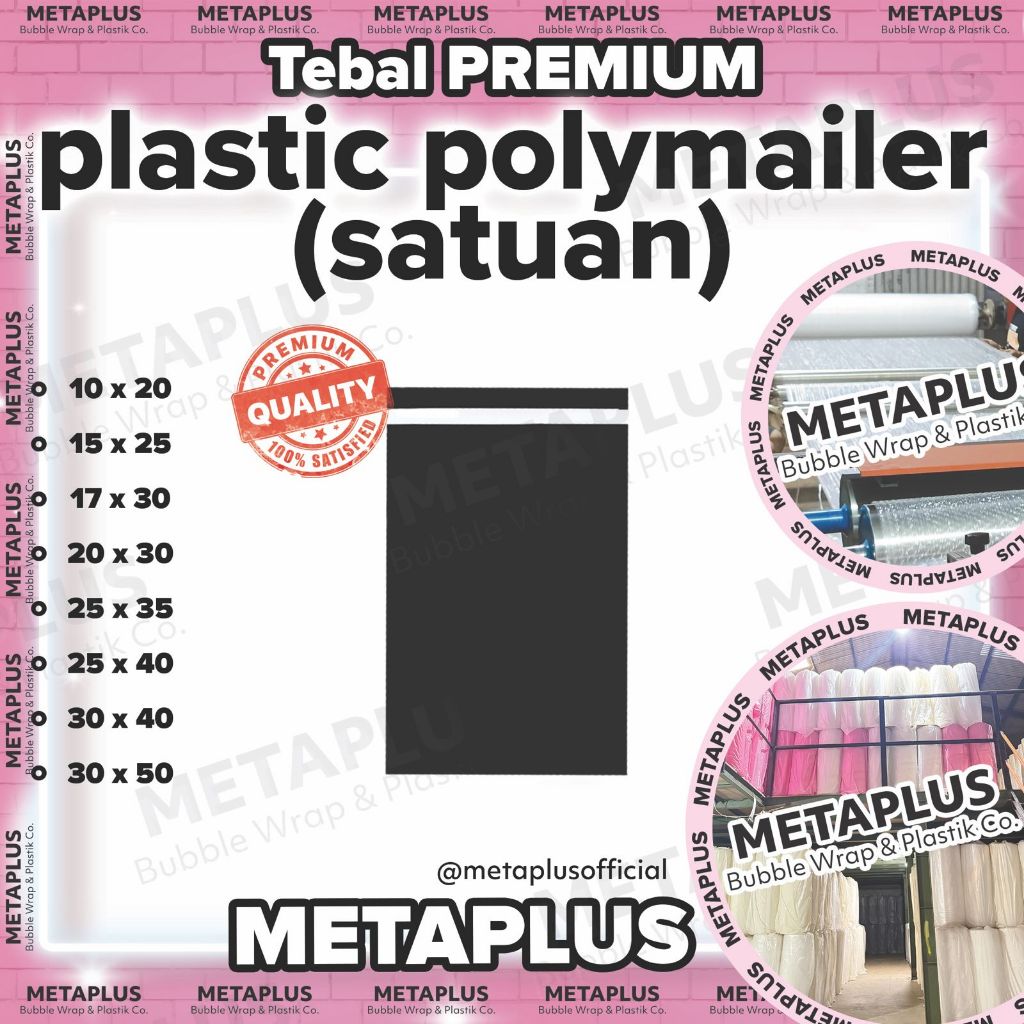 Jual [METAPLUS] Plastik Polymailer HITAM ECER Kantong Bungkus Packing ...