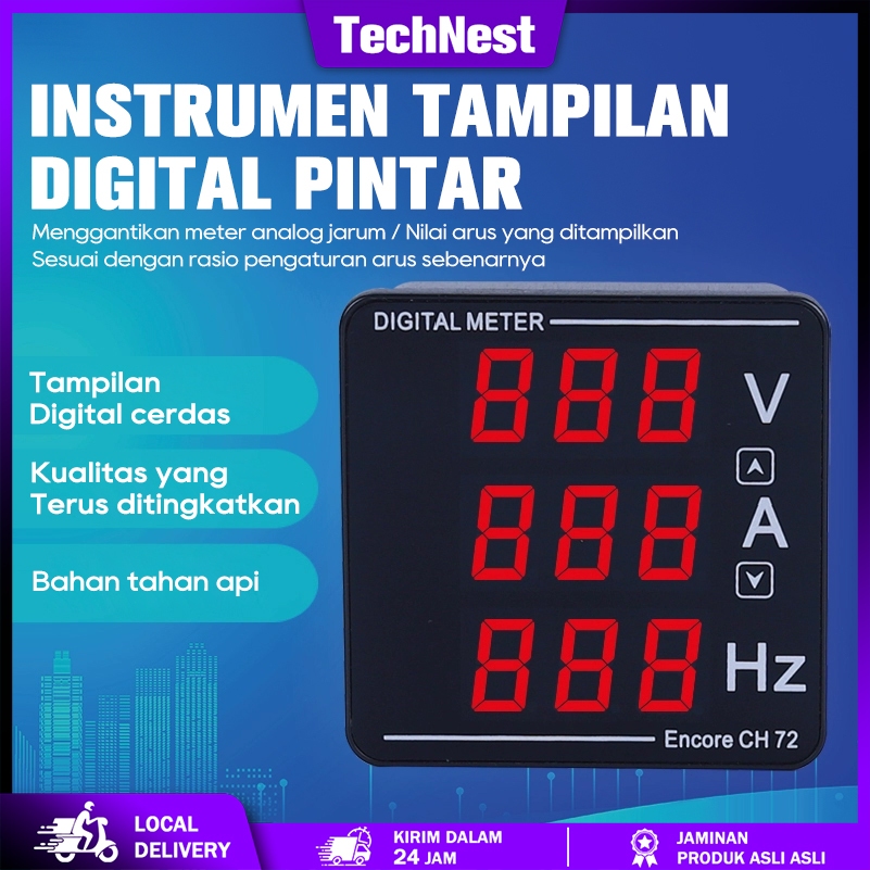 Jual Panel Meter AC Model 72 - Pengukur 3in1 Tegangan 500V, Arus 120A ...