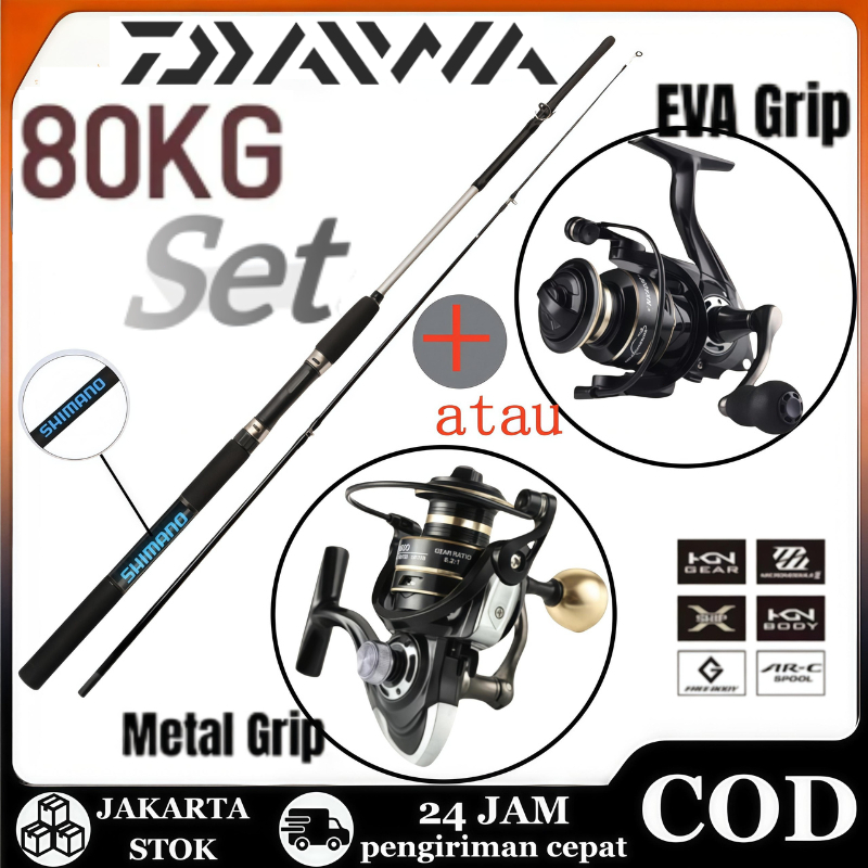DAIWA Spinning Combo Premium – Paket Joran & Reel NX Metal Hitam (Rasio 5.2:1) Lengkap + Bonus Aksesoris | Kualitas Premium
