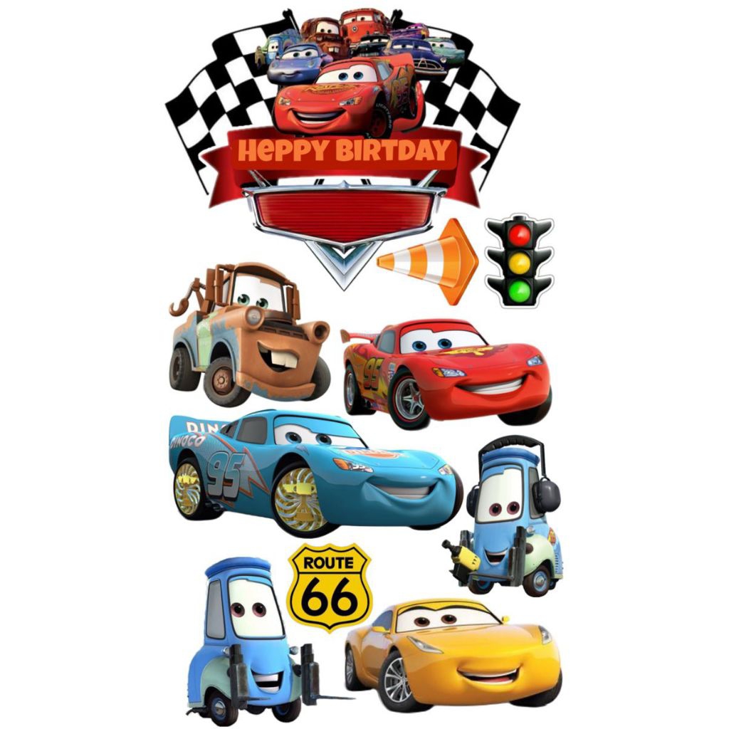 Jual Topper Cake Tema MOBIL CARS l Free CUSTOM NAMA/HIASAN l TOPPER ...