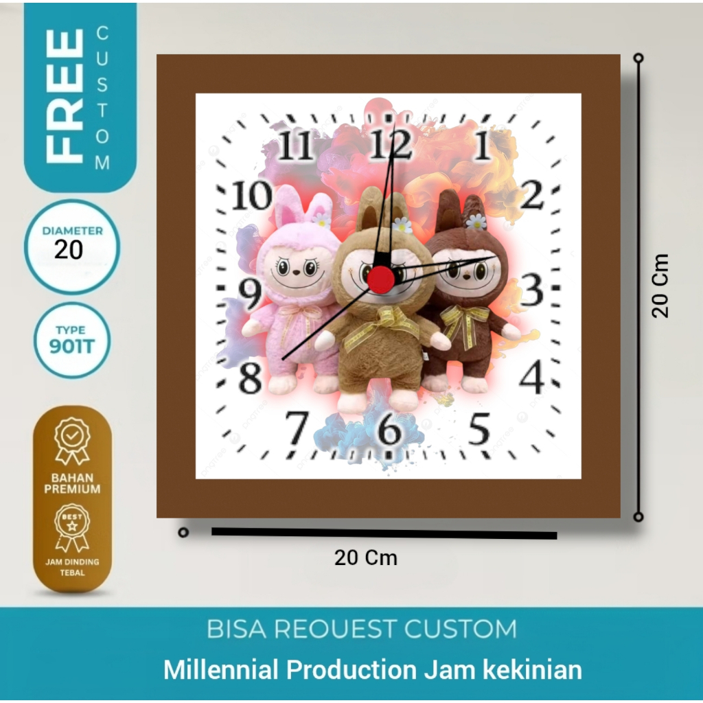 Jual JAM DINDING KAYU UNIK KARAKTER LABUBU TUNGTUNG SAHUR JAM KAYU ...