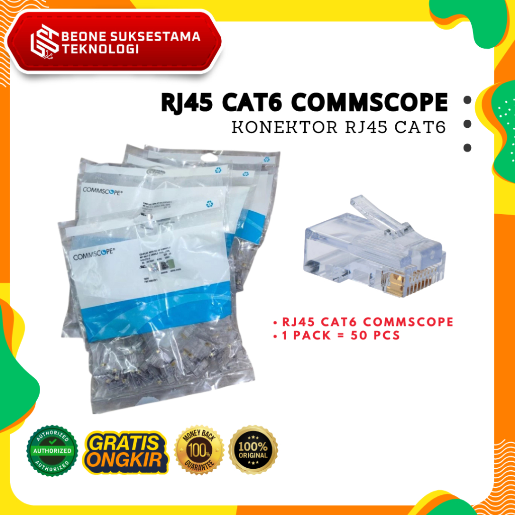 Jual Connector RJ45 Commscope CAT6 ( 50 pcs ) | Shopee Indonesia