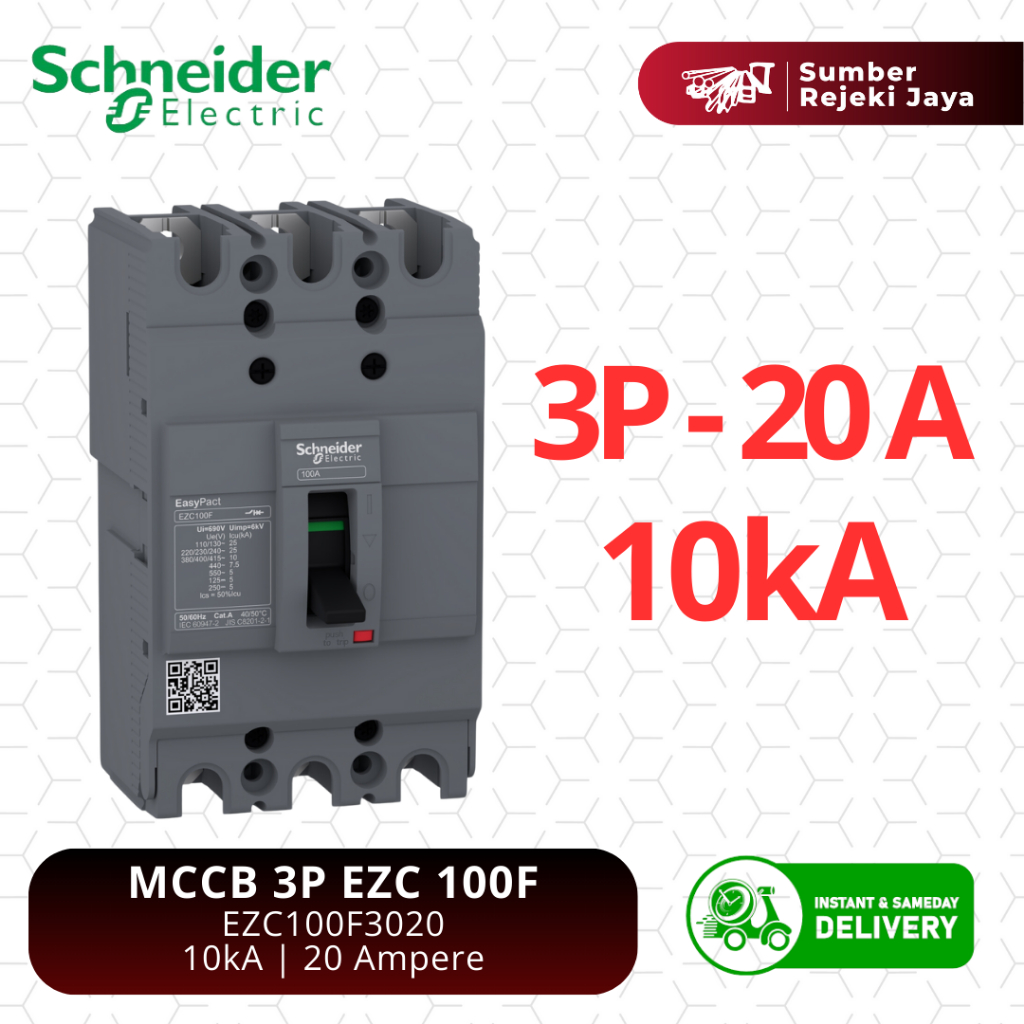 Schneider MCCB NFB Breaker EZC100F 3P 20A 10kA | EZC100F3020