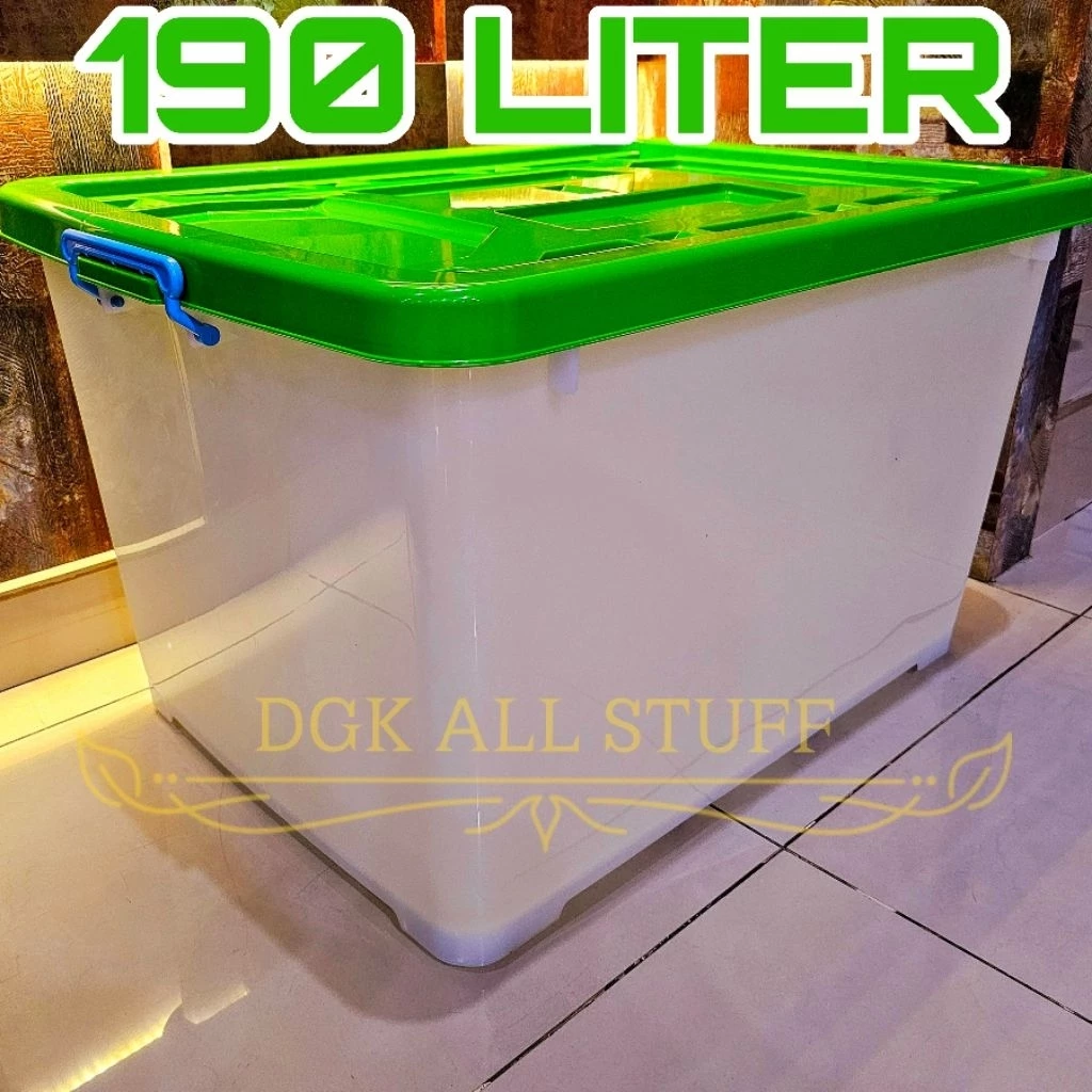 Kontainer Container Box Kotak Tempat Penyimpanan Pindahan Baju Pakaian Serbaguna 190 Liter 190L 190 L Plastik Paling Jumbo Besar Tebal Kokoh Antipecah Anti Pecah Dengan Roda Beroda Transparan Bening Warna Putih Premium Estetik Aesthetic Minimalis Murah