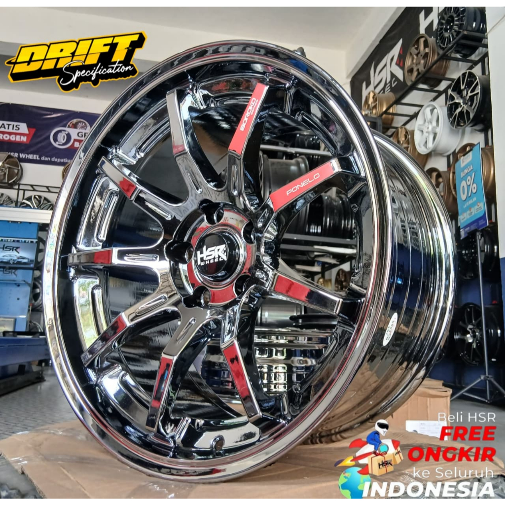 Jual Velg Mobil Racing, Warna Black Chrome, Merek HSR BOROKO PONELO ...