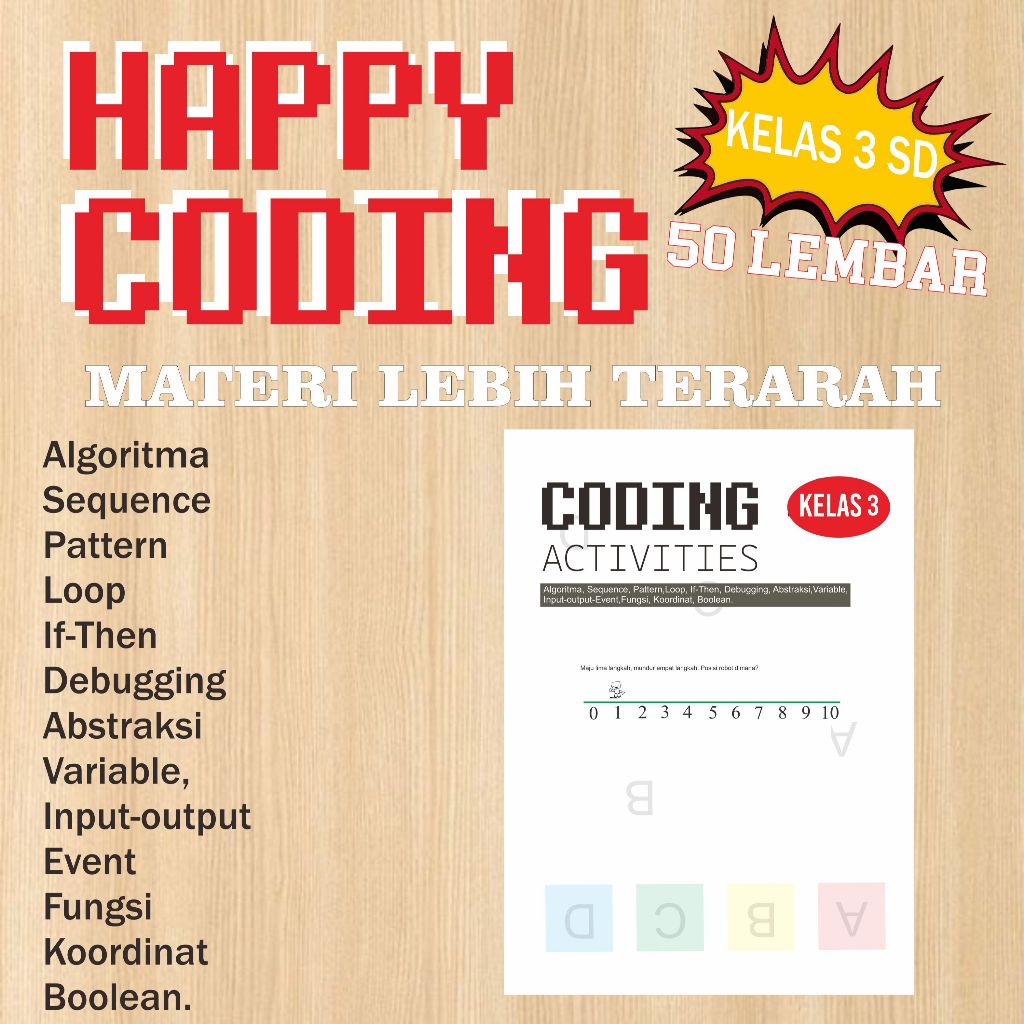 Jual WORKSHEET CODING ANAK KELAS 3 SD ISI 50 LEMBAR / Lembar kerja ...