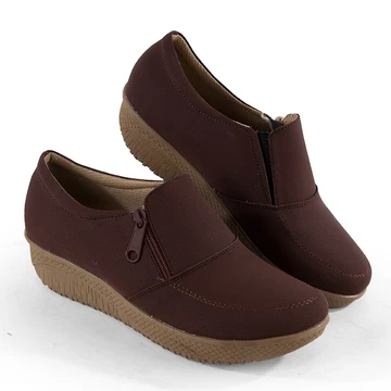 Sepatu Wanita Korean Style Dewasa Fashion Flat Shoes Empuk Tebal Resleting Sintetis Hitam