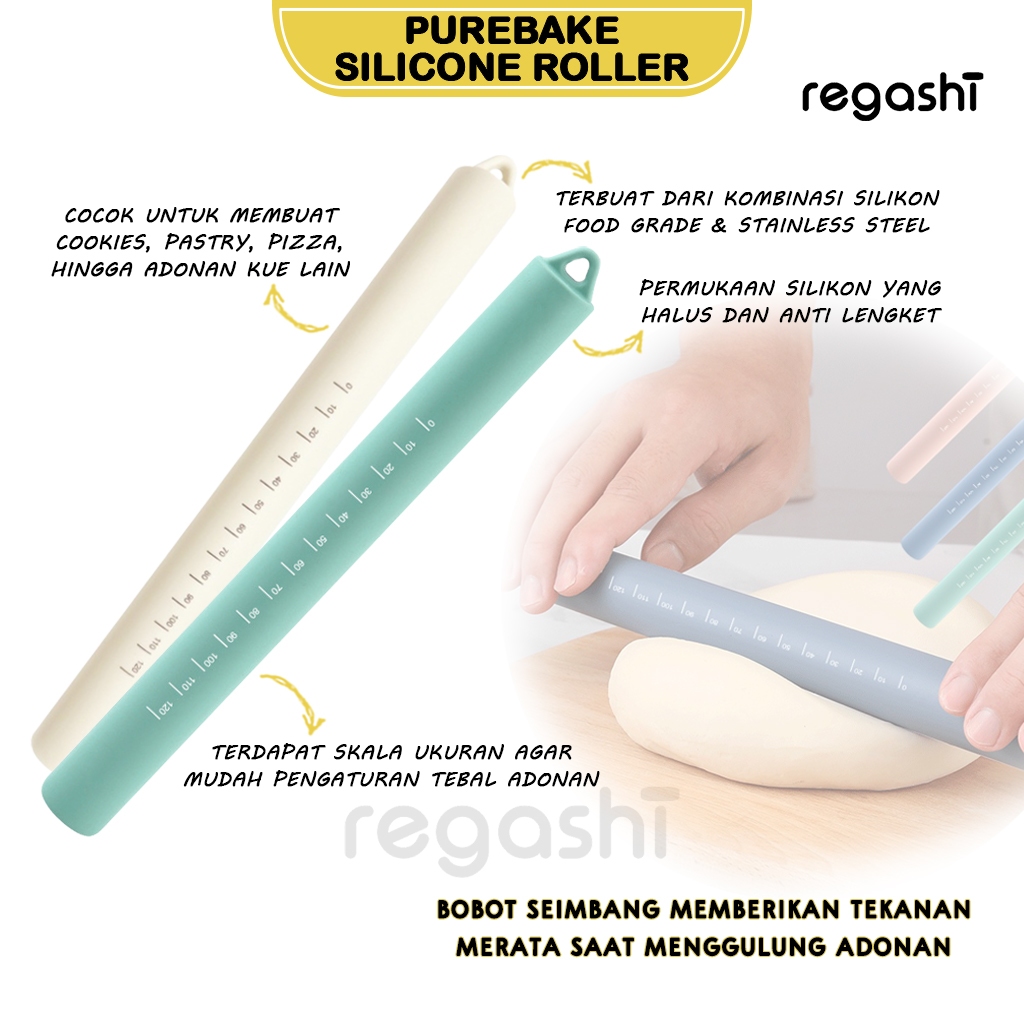 Jual Regashi Pure Bake Silicone Roller | Penggiling Adonan Stainless ...