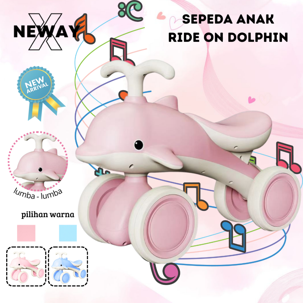Jual NewayX Sepeda Anak Ride On Dolphin Balance Bike Lumba Mainan ...
