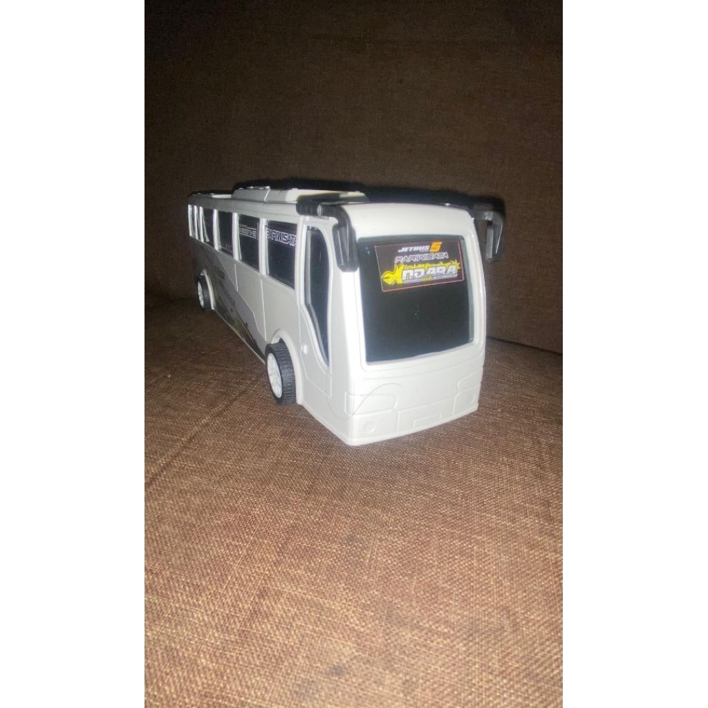 Jual BUS MINIATUR RKC WARNA PUTIH ANDARA PLUS LIVERY 