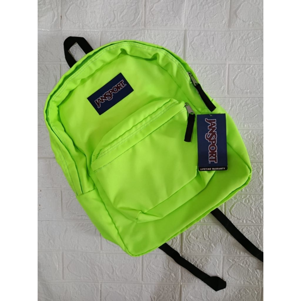 jansport backpack neon Backpacks Big Student Blue tricot chamise Tas Ransel Jansport Neon Green
