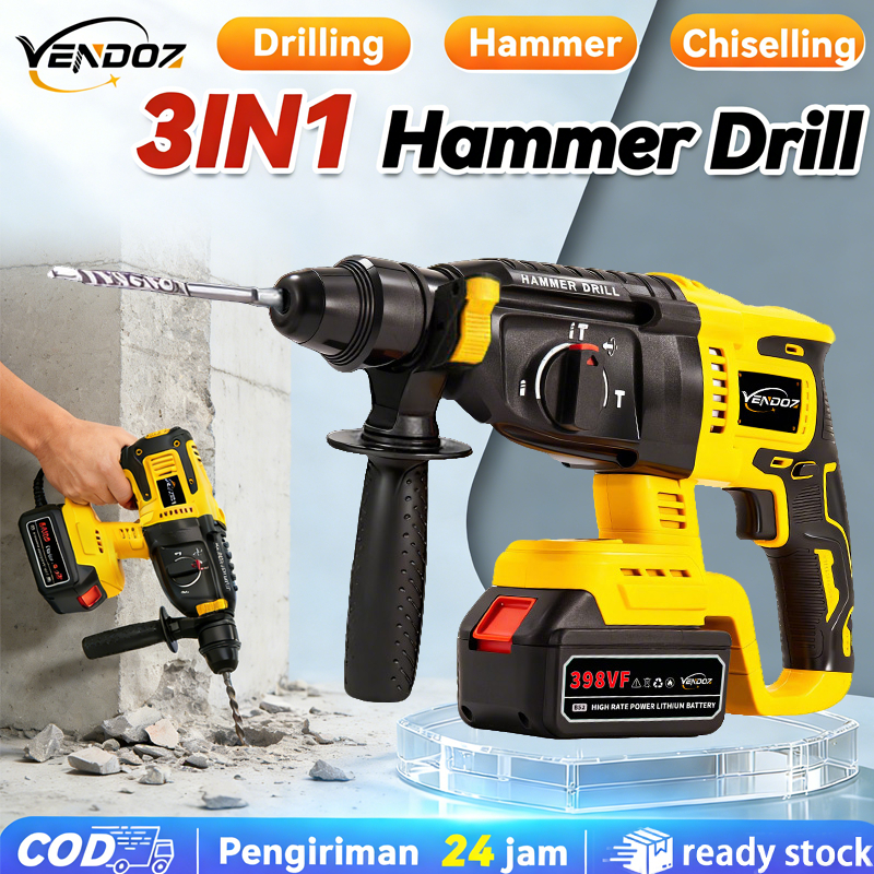 Jual 3IN1 Cordless Brushless Rotary Hammer Impact Drill Mesin Bor ...