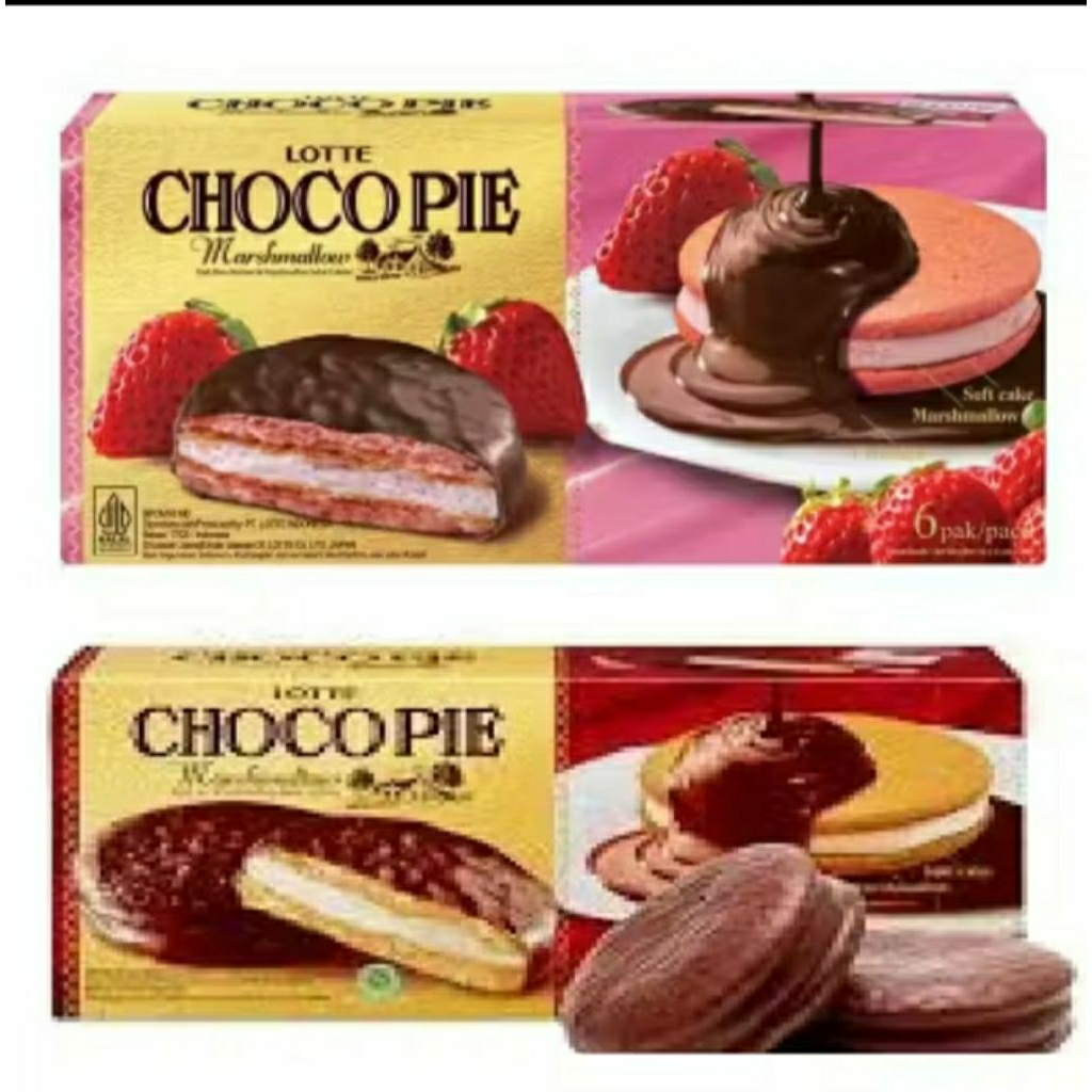 Jual Chocopie Marshmallow Chocolate dan stoberi 12 Pcs - Rasa Coklat ...