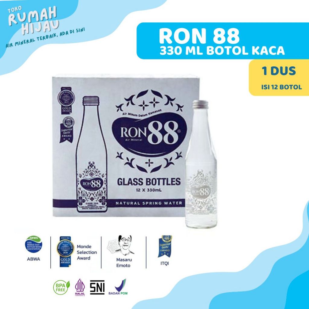 Jual Ron88 Air Mineral Botol Kaca / Mineral Water Glass Bottle 330ml x ...