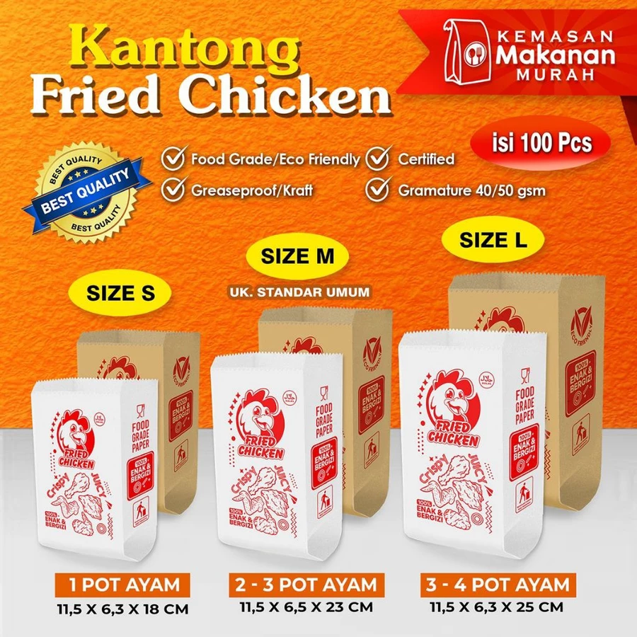 Kantong Kertas Fried Chicken (100pcs)