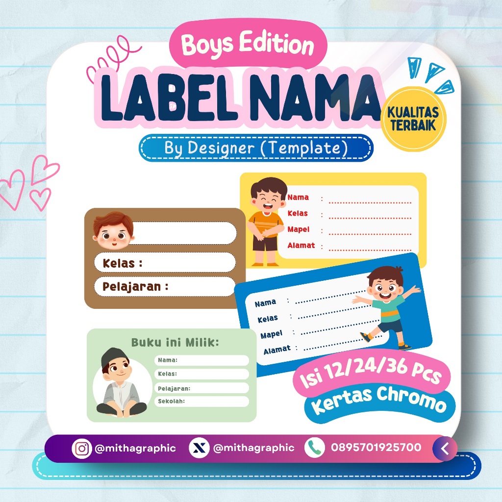 Jual Stiker Mapel & Nama Buku Anak Sekolah | Label Mapel Anak Sekolah ...