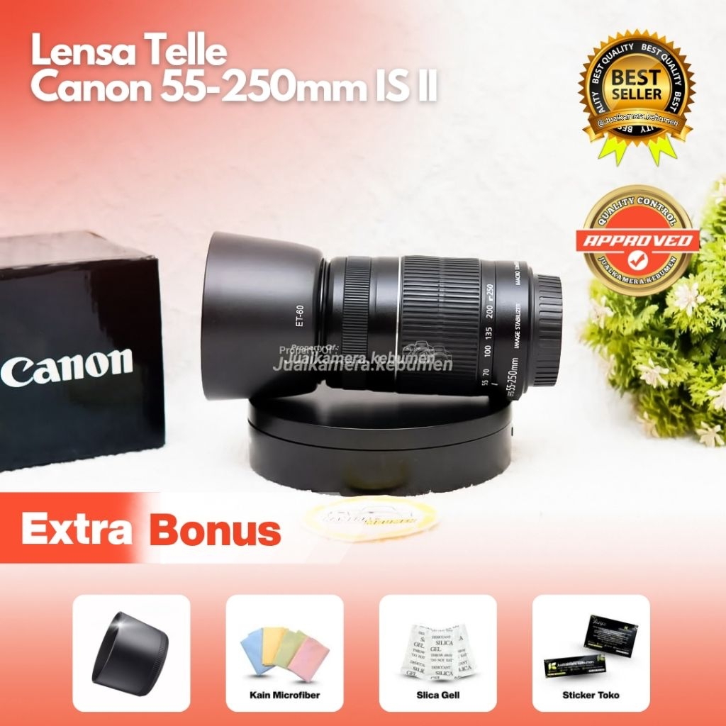 Jual LENSA TELE CANON 55-250MM IS MULUS LIKENEW BANYAK BONUSNYA ...