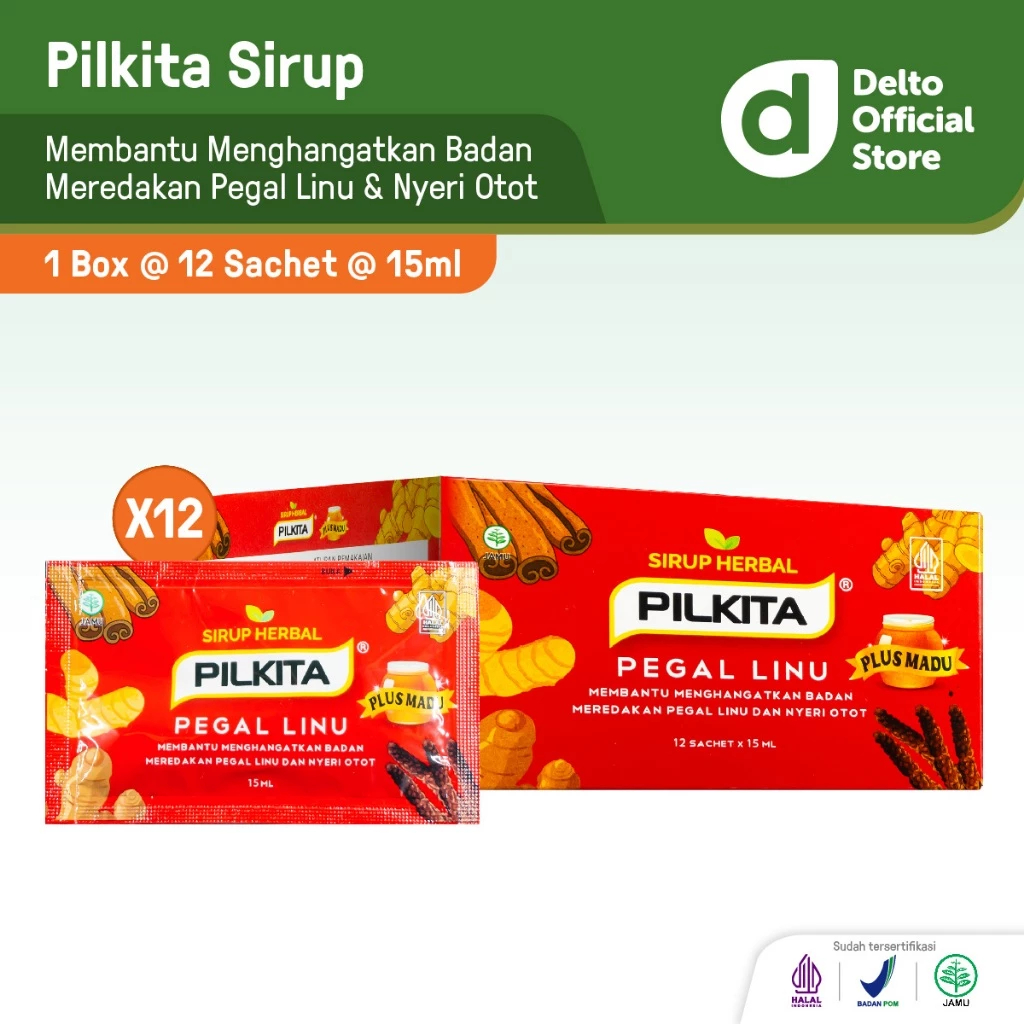Jual PILKITA Sirup Herbal Pegal Linu 12 Sachet Isi 15 ML Obat Suplemen ...