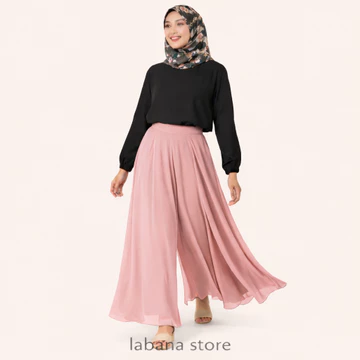 Kulot Lebar Sakura Polos Karet Belakang Kulot Payung Bahan Jatuh Big Size Bawahan Wanita Casual
