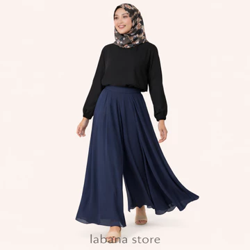 Kulot Lebar Sakura Polos Karet Belakang Kulot Payung Bahan Jatuh Big Size Bawahan Wanita Casual