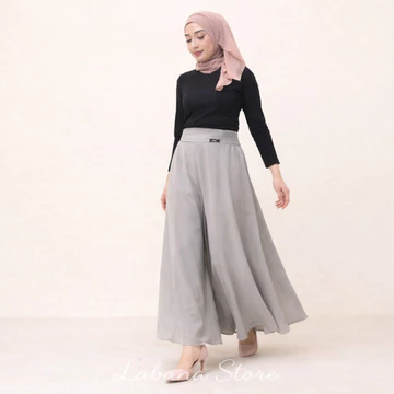Kulot Lebar Sakura Polos Karet Belakang Kulot Payung Bahan Jatuh Big Size Bawahan Wanita Casual