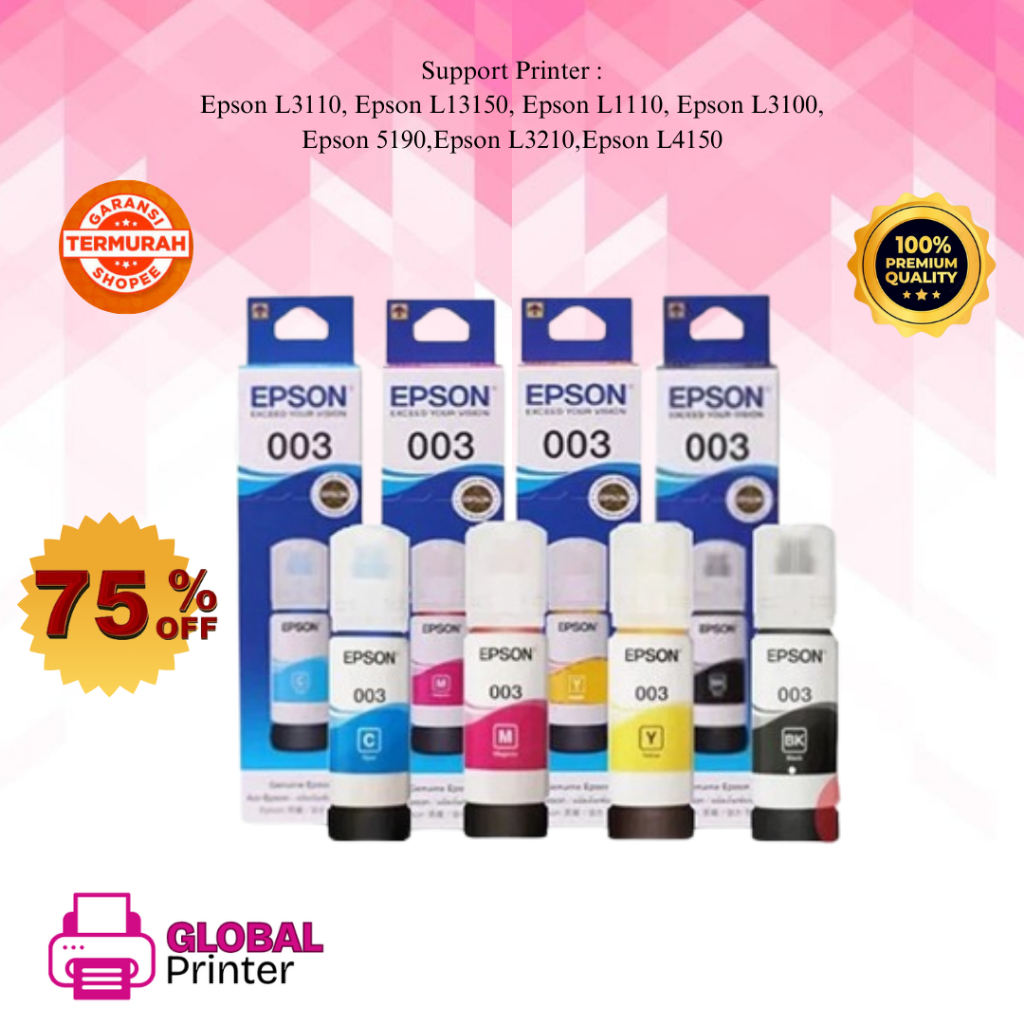 Jual TINTA PRINTER EPSON 003 ORIGINAL SERIES L1110 L3110 L5190 L1210 ...