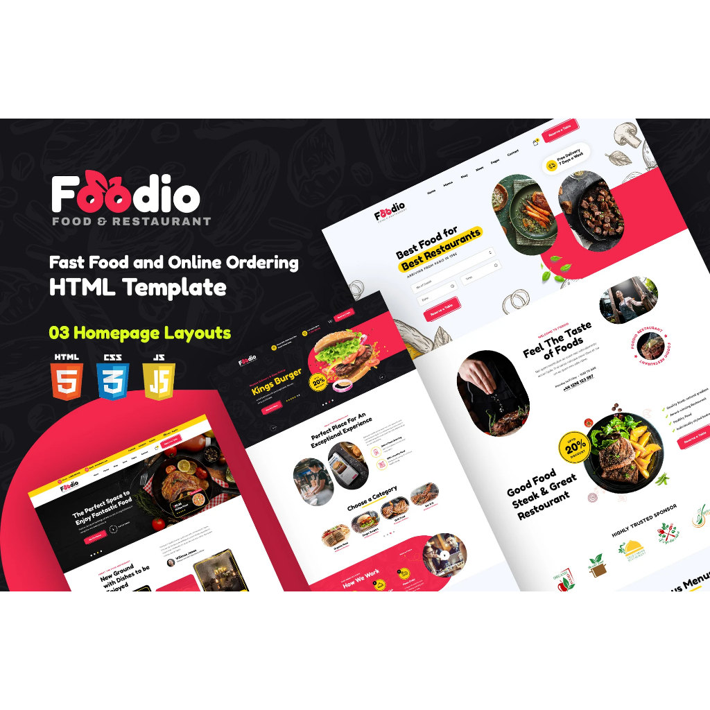 Foodio - Website HTML Untuk Usaha Resto / Cafe | Fully Responsive | New Update