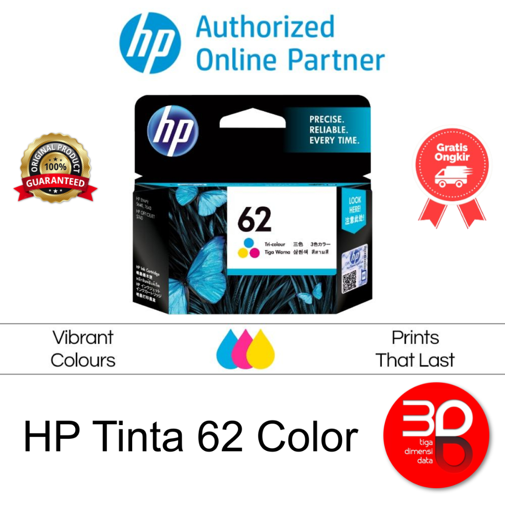 HP Tinta Printer 62 Tri-Color Original [C2P06AA]