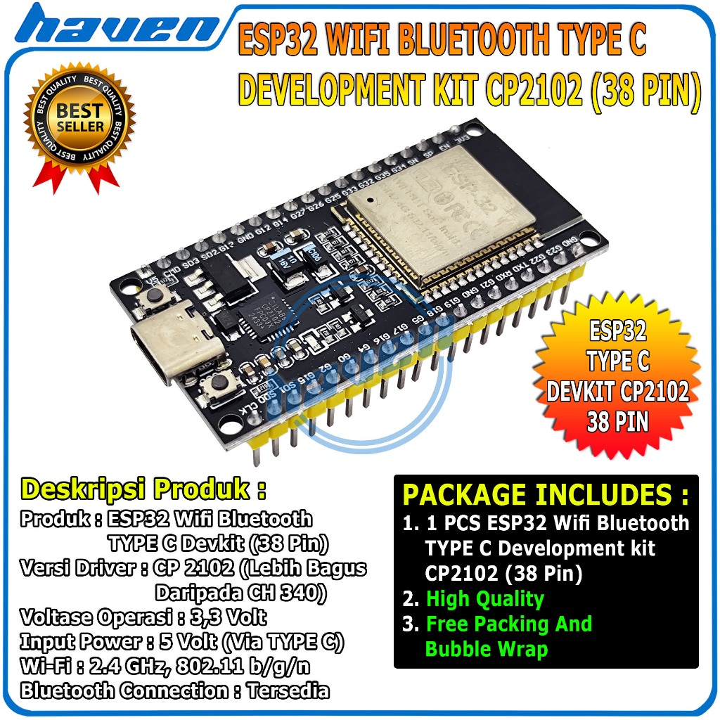 Jual ESP32 ESP-32 Wifi Bluetooth IOT ESP-32S Development Board 38 Pin ...