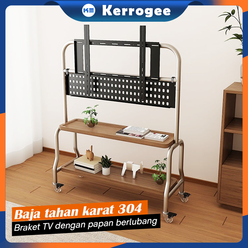 Jual Bracket Standing TV roda dorong Stainsteel 304+Kayu MInimalis ...