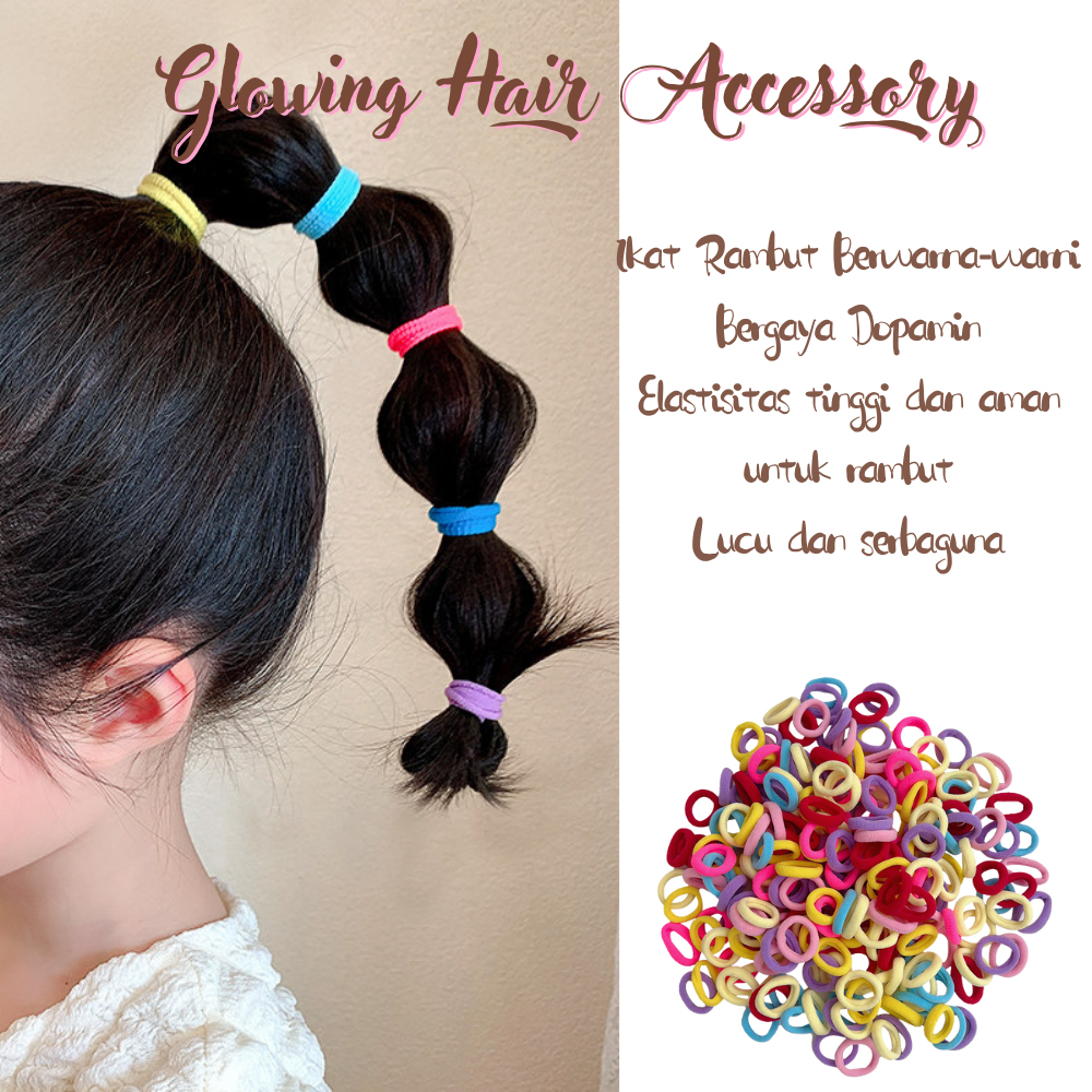 Jual 200/300/400 pcs/set,tali Rambut Warna Permen yang Lucu Cocok untuk ...